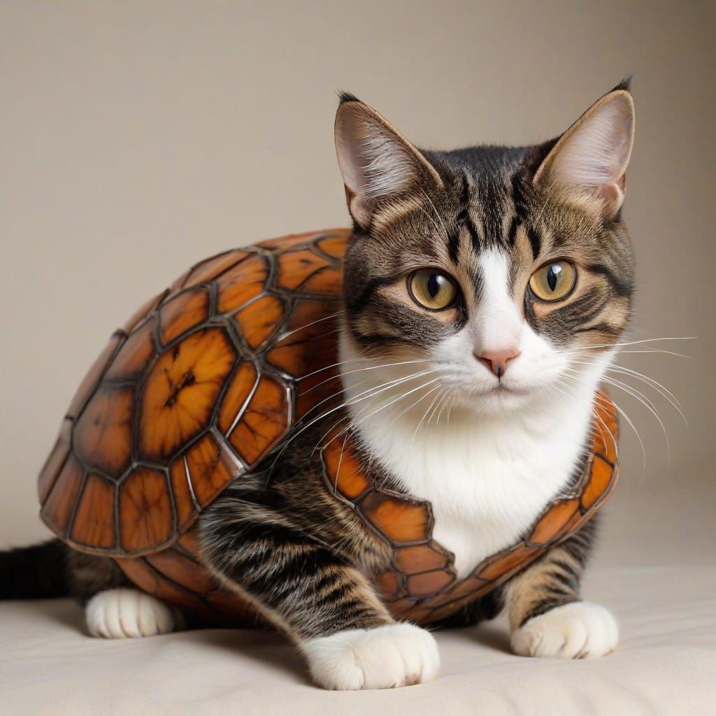Vibrant Tortoise Shell Feline Amidst Oceanic Vessels