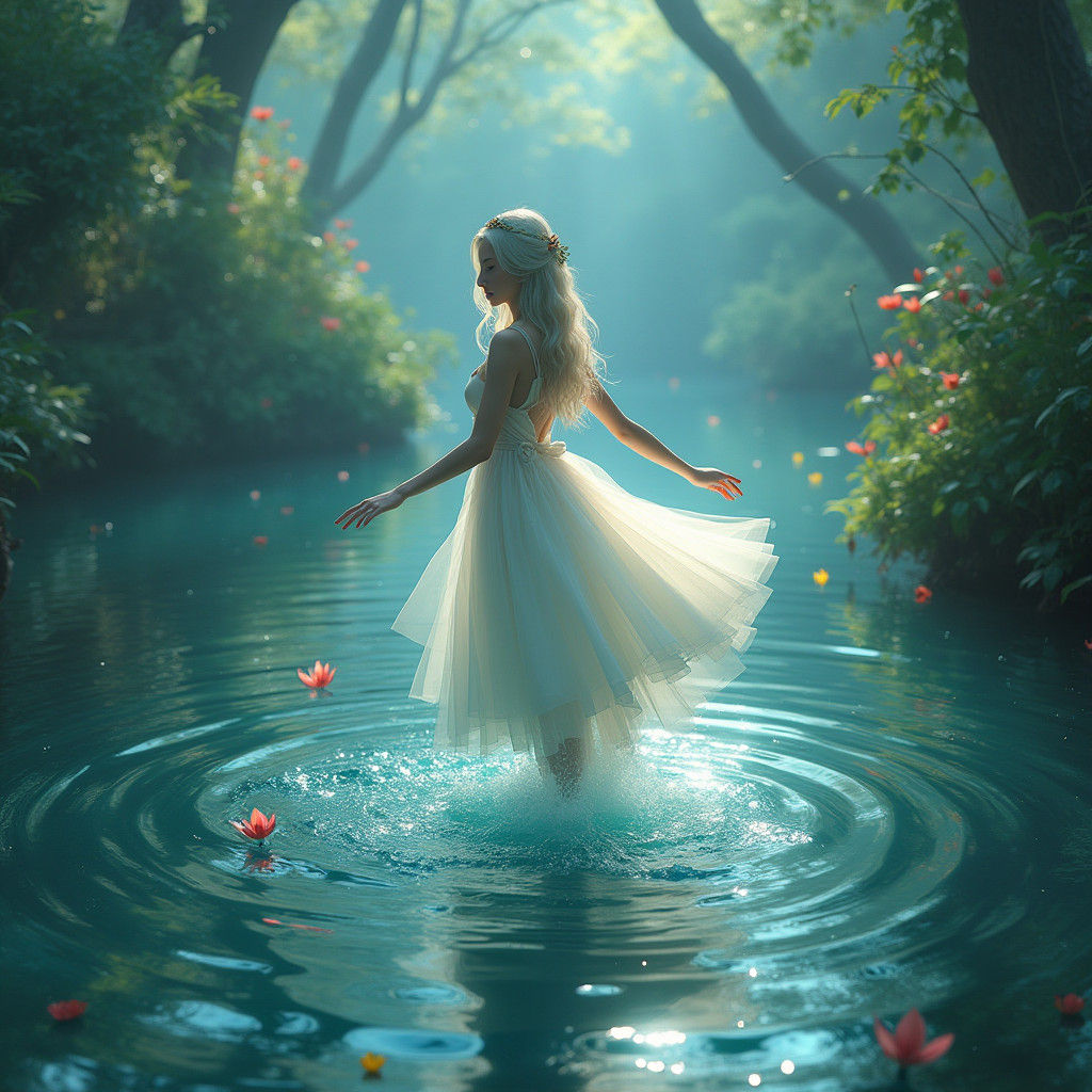 Ethereal Swan Maiden Dance on Rippling Water