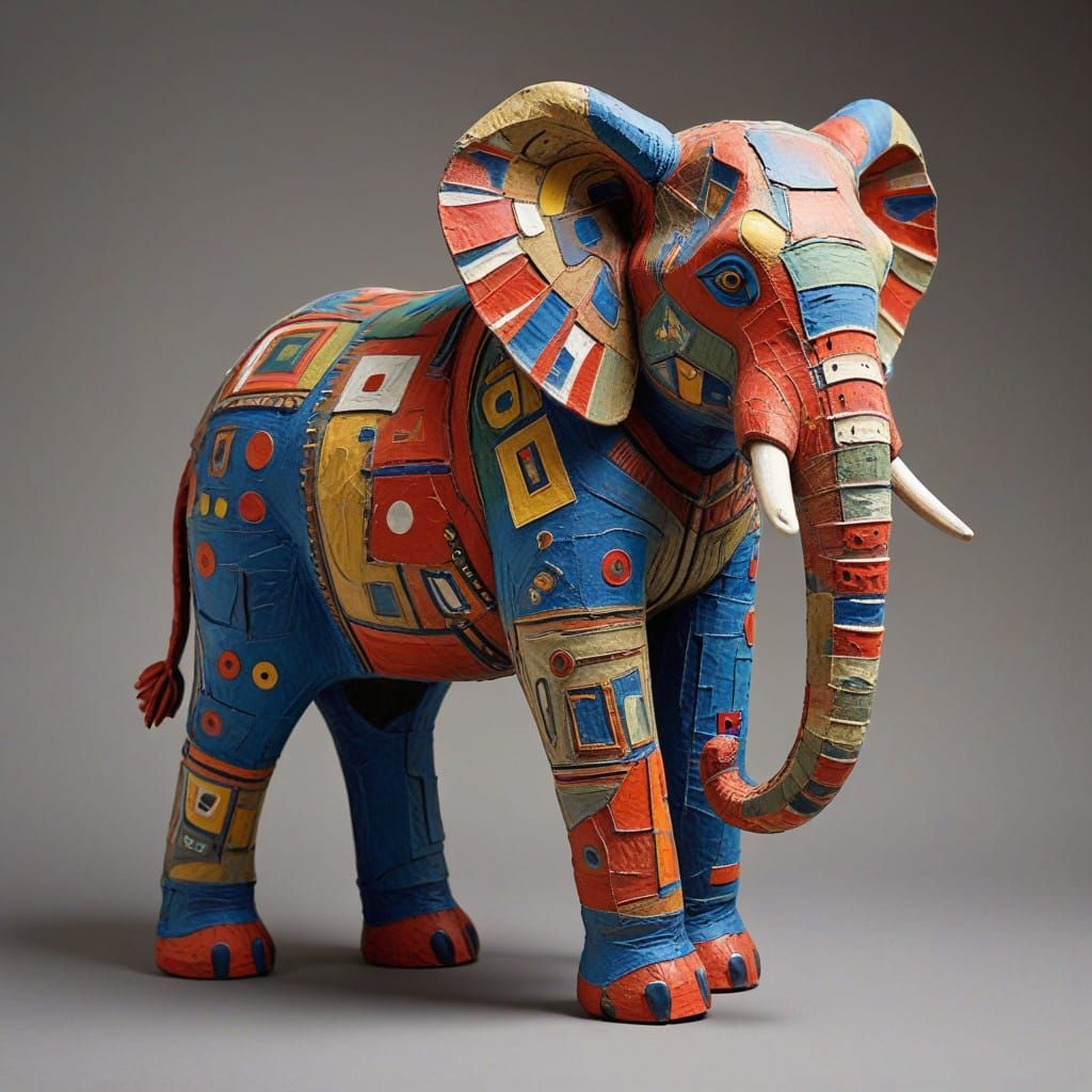 Whimsical Papier-Mâché Elephant Sculpture