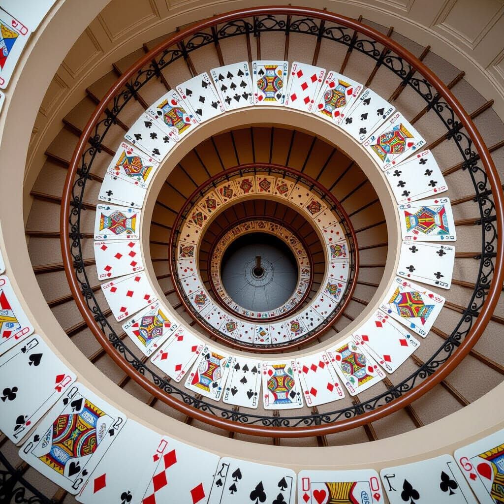 Endless Card Staircase: A Surreal AI Creation