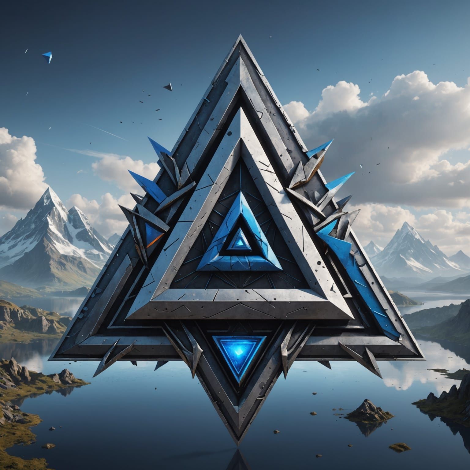 Abstract Triangle Logo Design in Blue and Grey