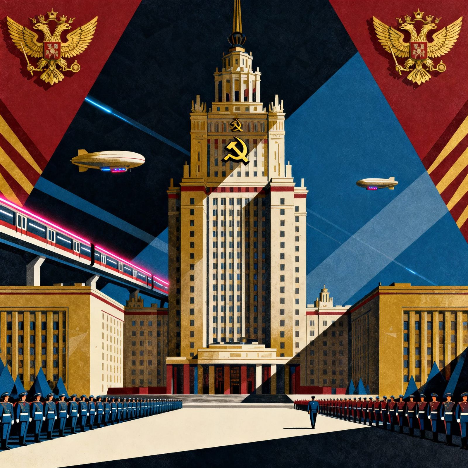 Czarist Russia Cityscape Propaganda Poster Art