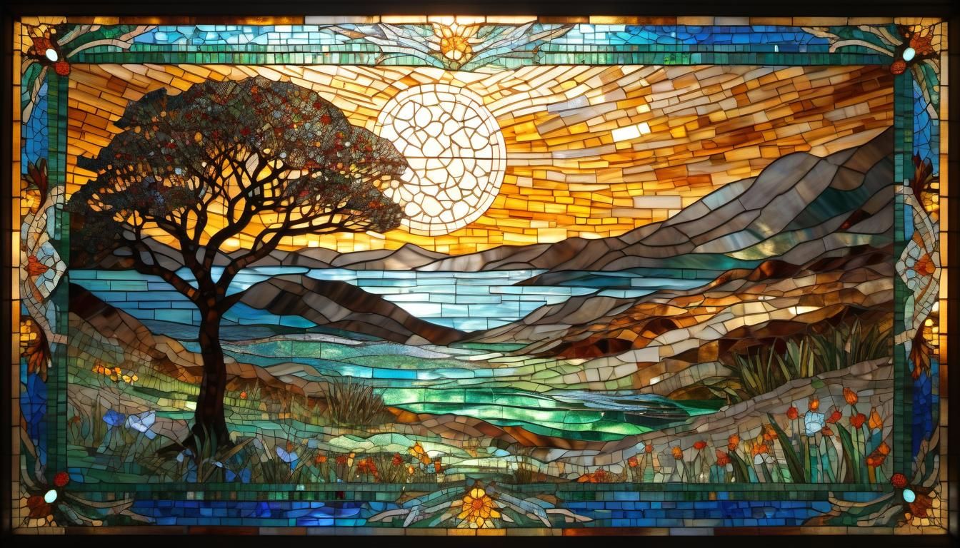 Australian Landscape in Stained Glass Mosaic