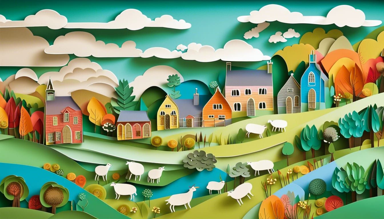 Detailed Paper Diorama of Scottish Village