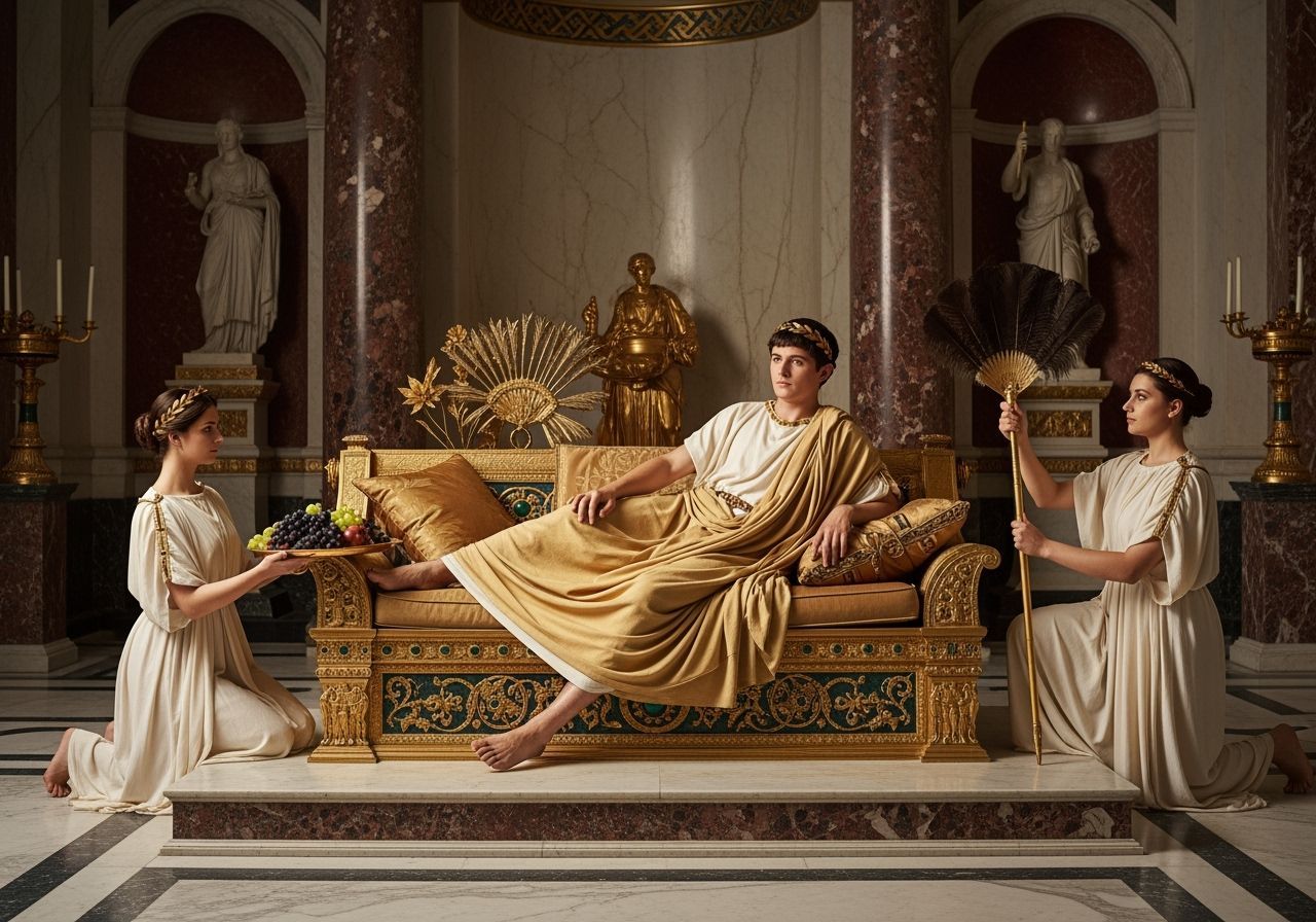 Emperor Caligula in Lavish Imperial Palace, Classical Art