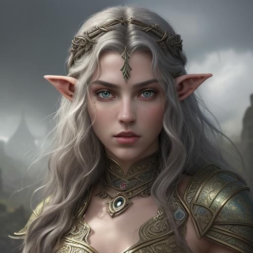 Ayleid Elf Portrait in Art Deco Style