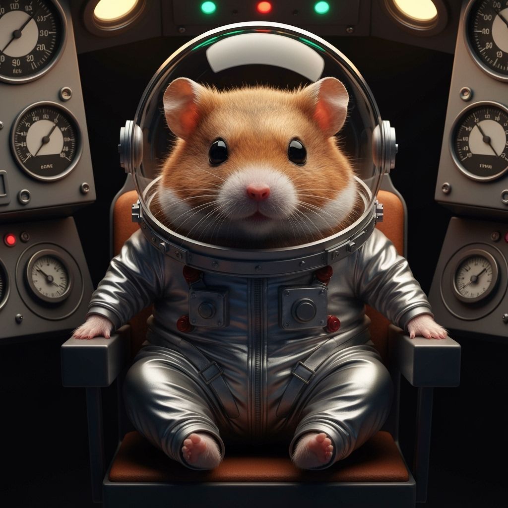 Cute Hamster Astronaut in Vintage Spaceship