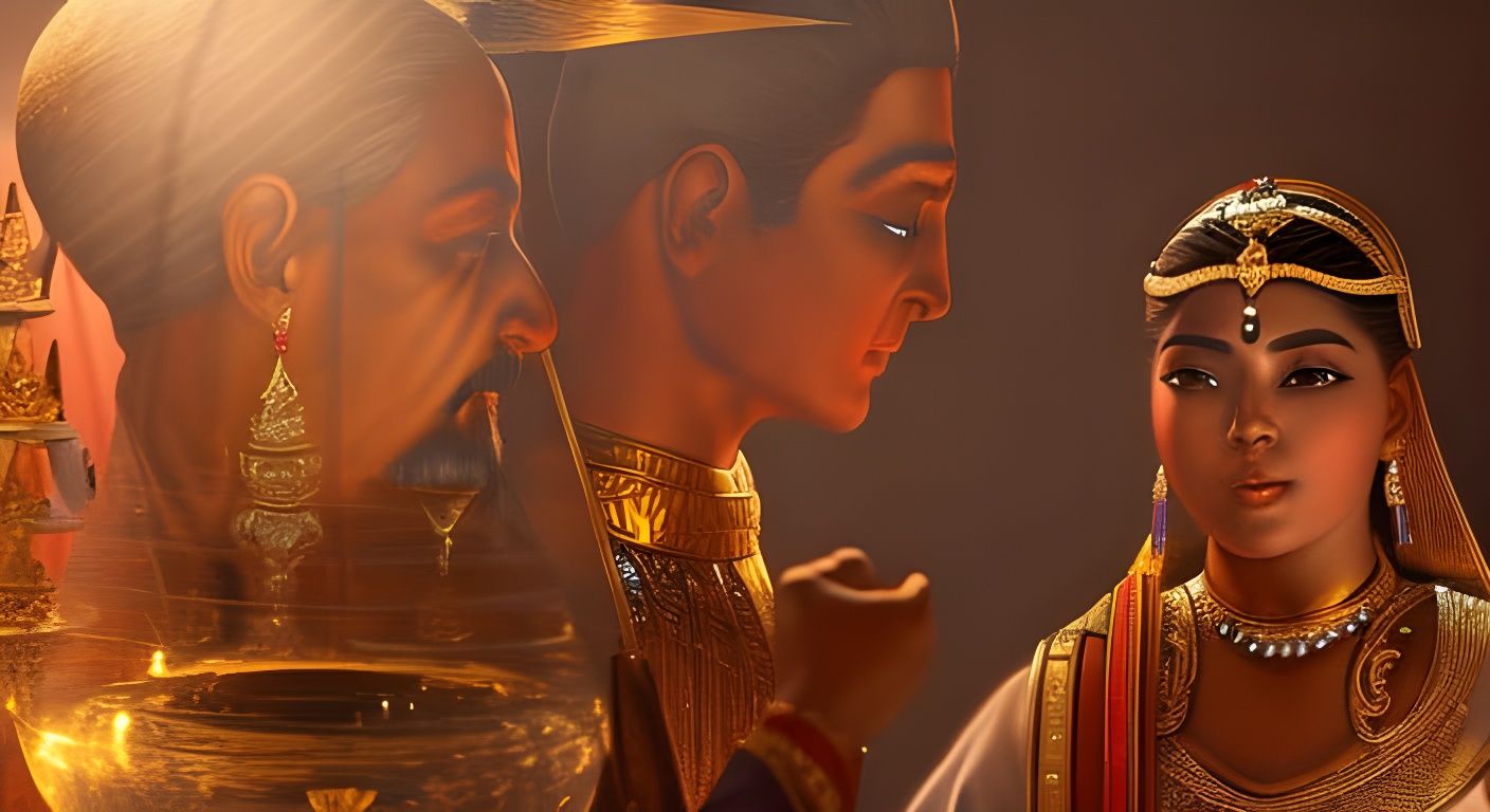 Tutankhamun and Wife Sharing Wine