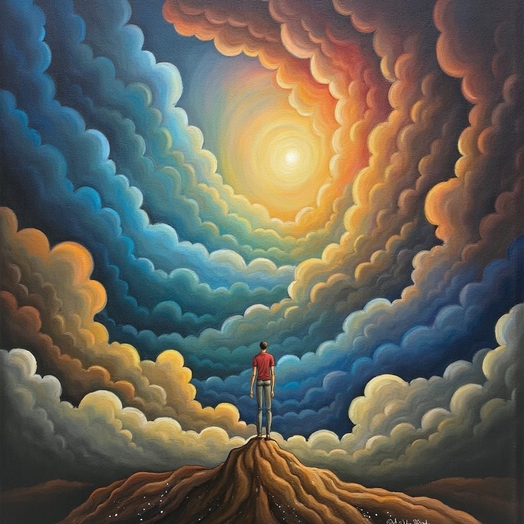 Eternal Figure in Iridescent Space