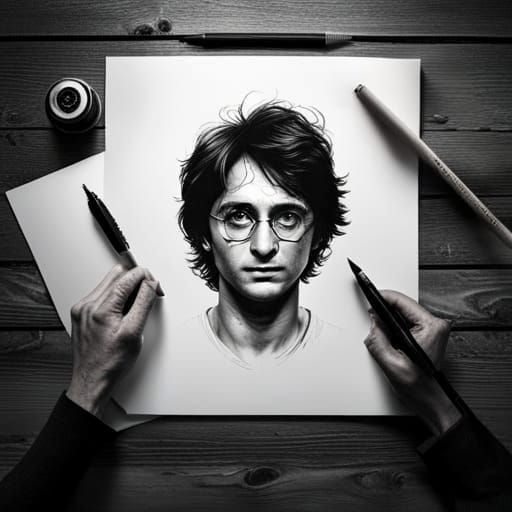 A drawing of harry potter