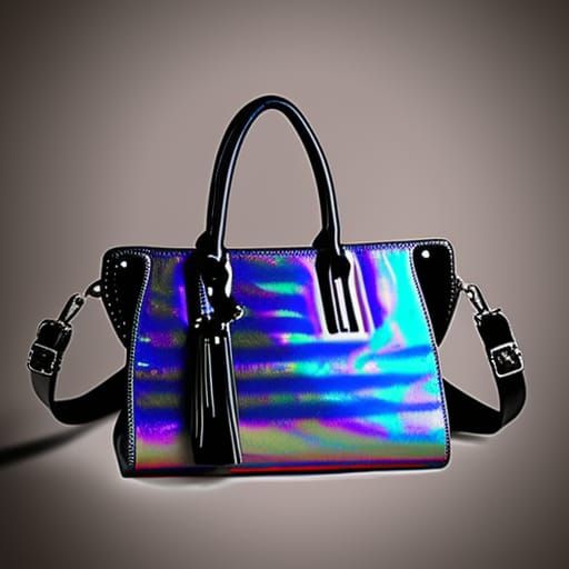 Gothic purple holographic handbag with black accents& ethere...
