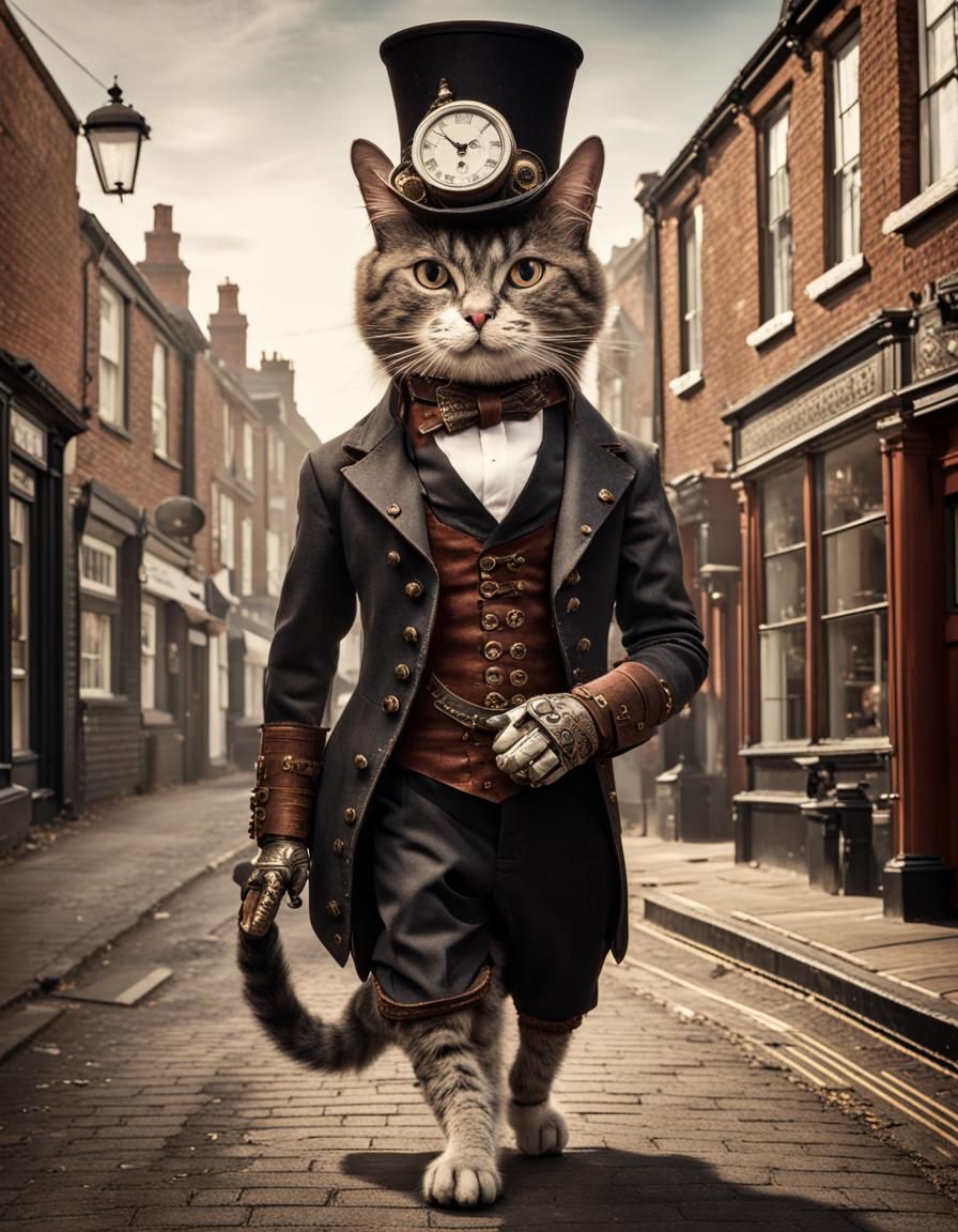 Steampunk Cat in Victorian London