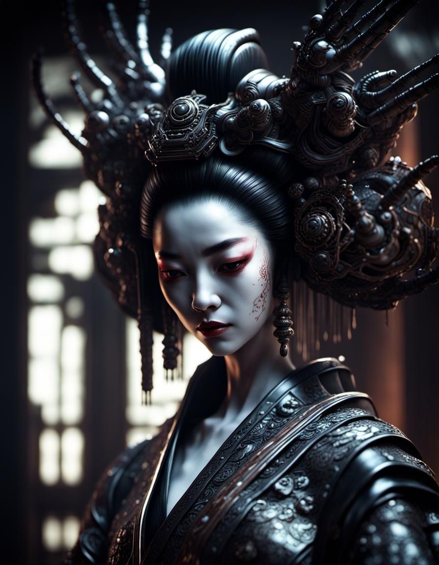 Dark Geisha: HR Giger-Inspired Concept Art