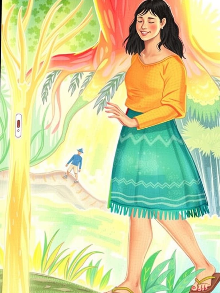 Blind Girl Feels Ancient Tree in Detailed Matte Painting