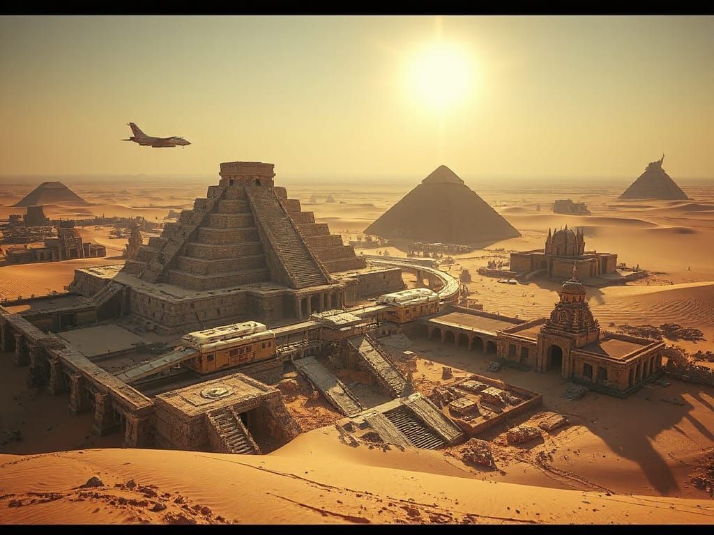 Lost Mayan City with Fighter Jets in Sahara Desert
