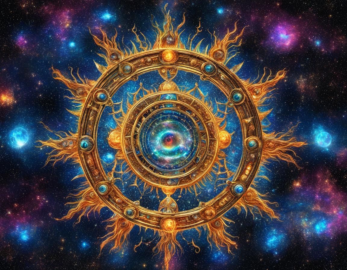 Cosmic Golden Wheels Ablaze with Eyes: Ophanims