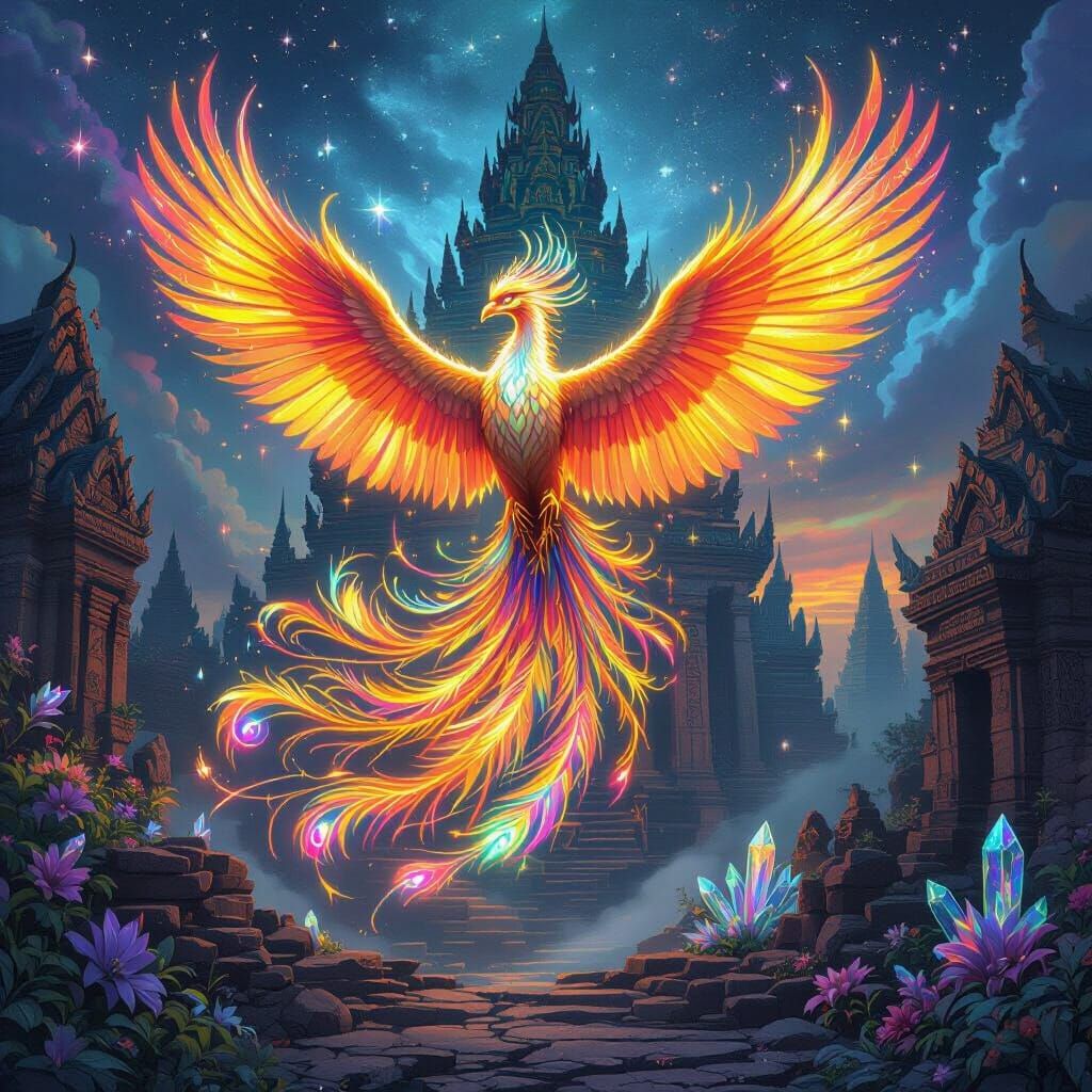 Phoenix Rises from Thai Temple Ruins on Alien World