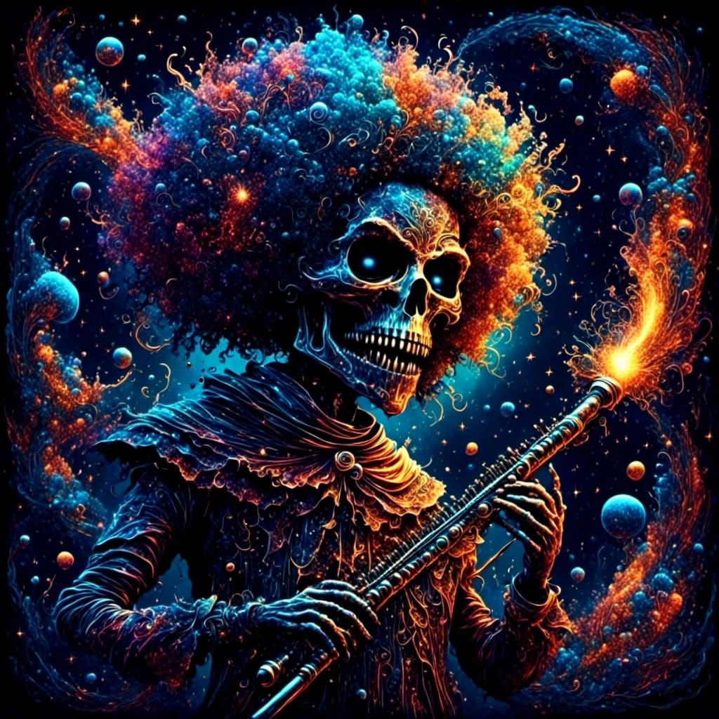 Halloween Scarecrow Band Plays the Flute