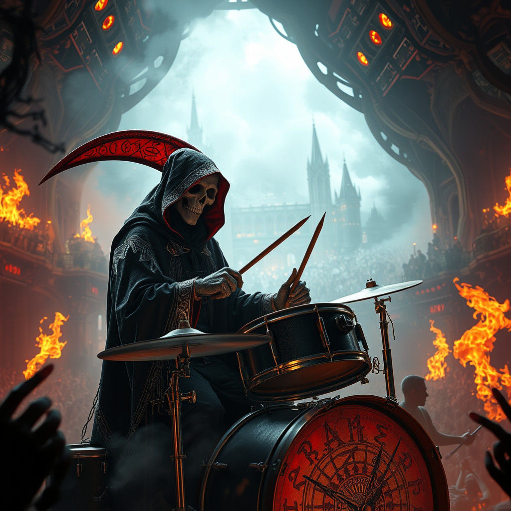 Grim Reaper's Metal Concert: A Digital Painting