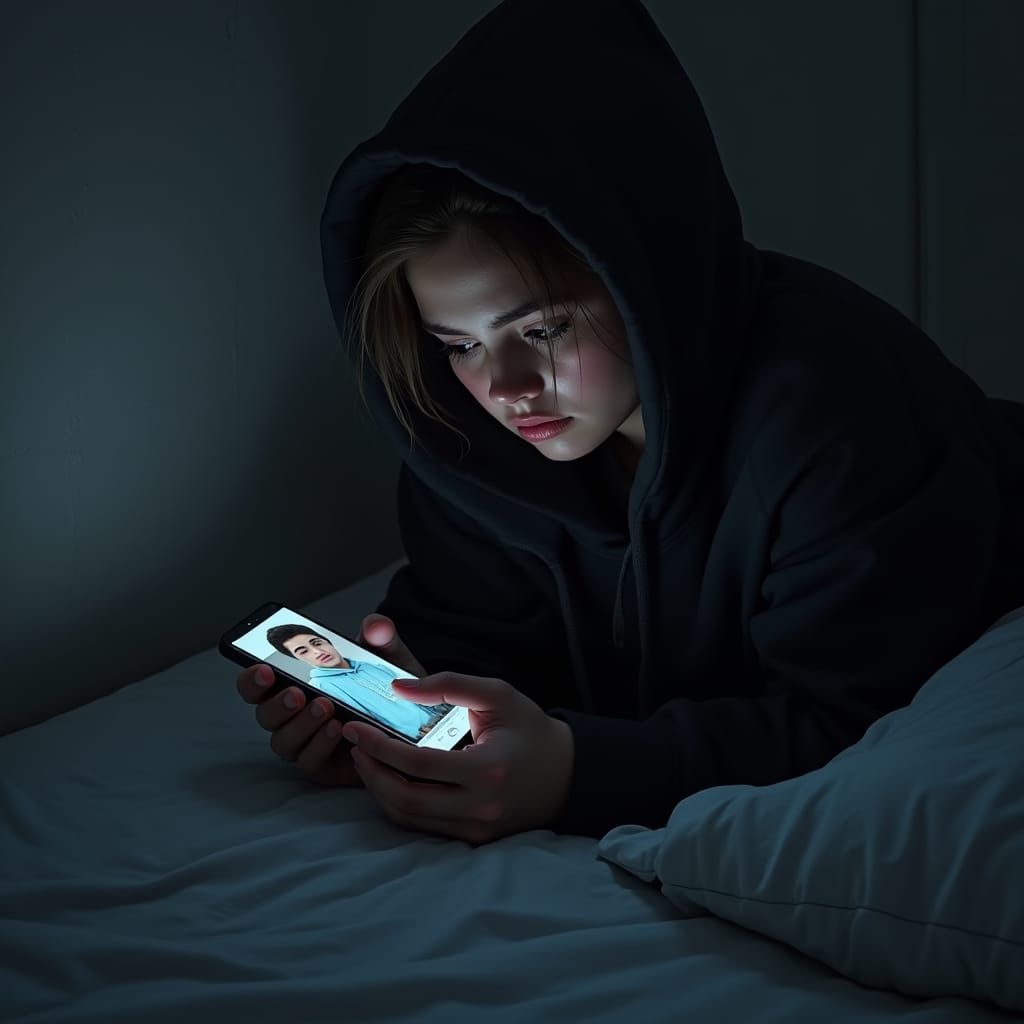 A Young Woman's Sorrow in a Darkened Bedroom