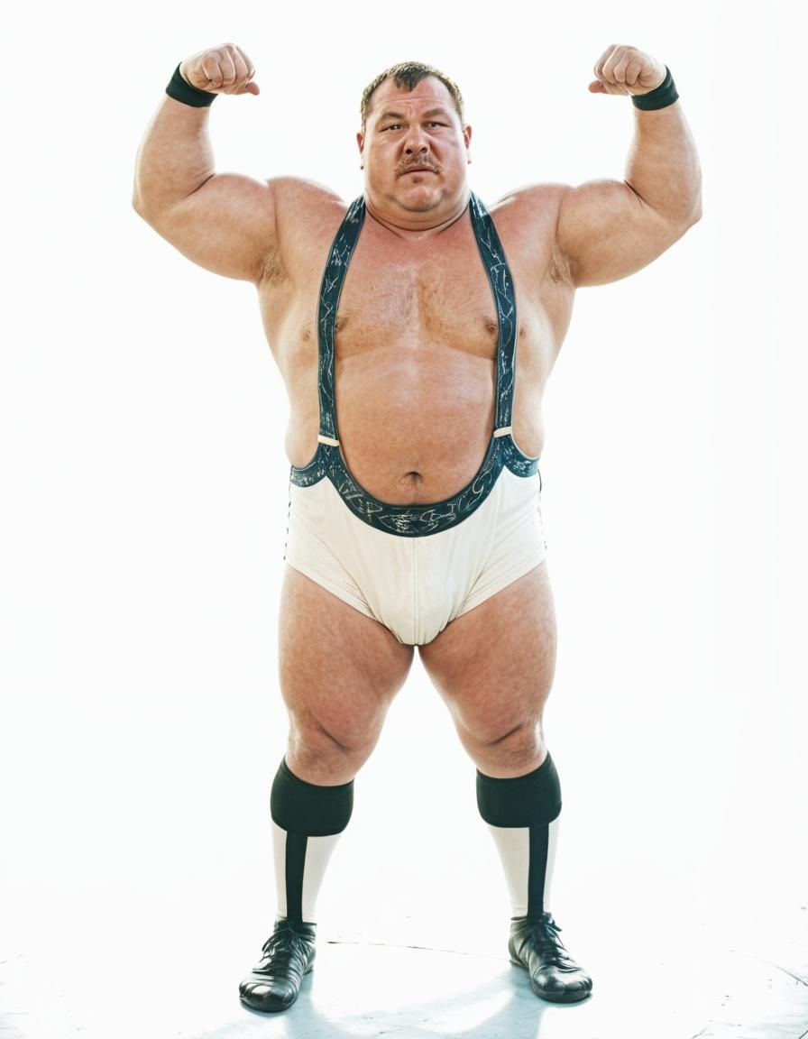 Mature Wrestler in Classic Arena, Film Noir Photography