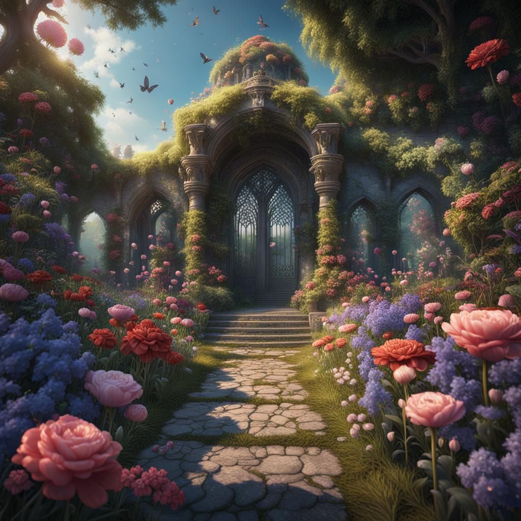 Secret Flower Garden in Detailed Matte Painting
