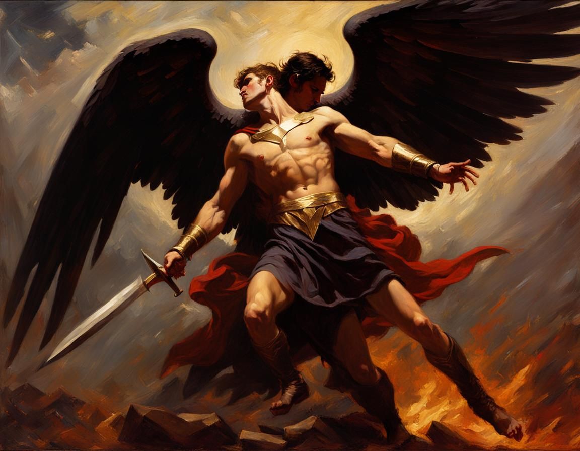 Archangel Michael vs Lucifer: Renaissance Genre Painting