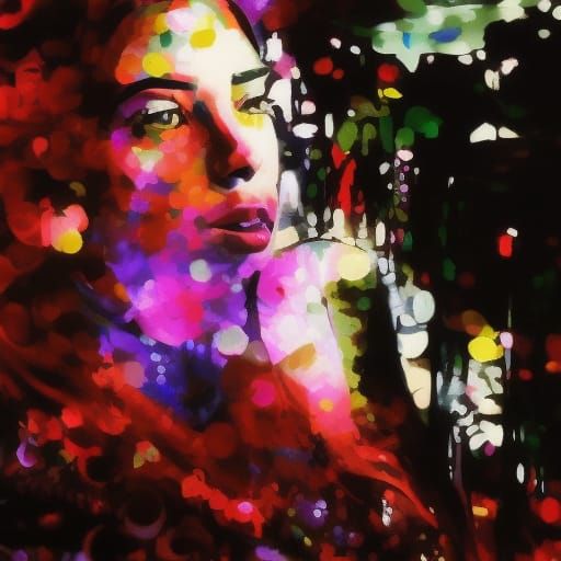 Neon Punk Portrait in Gothic Impressionist Style