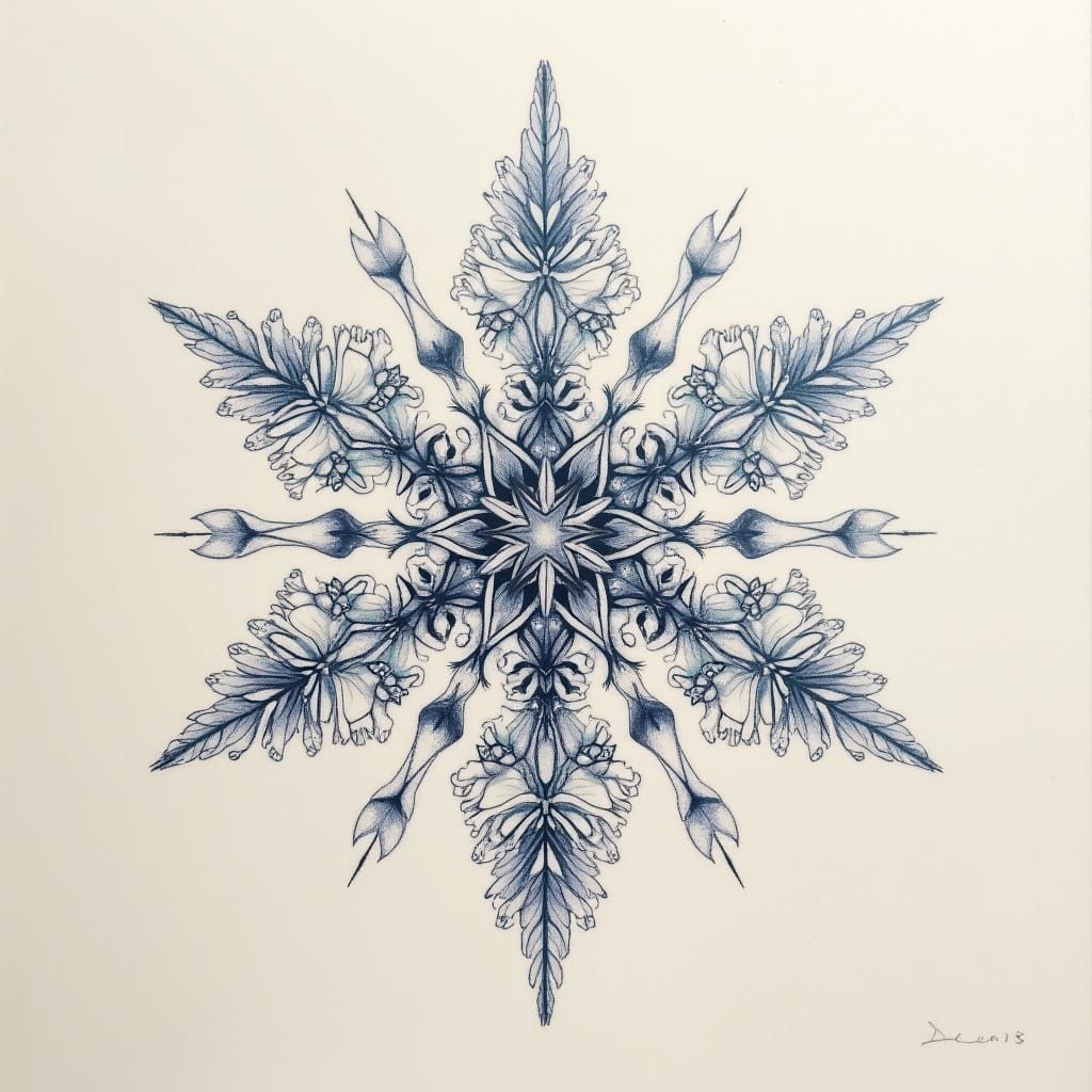Elegant Snowflake Tattoo Design with Daughter's Names