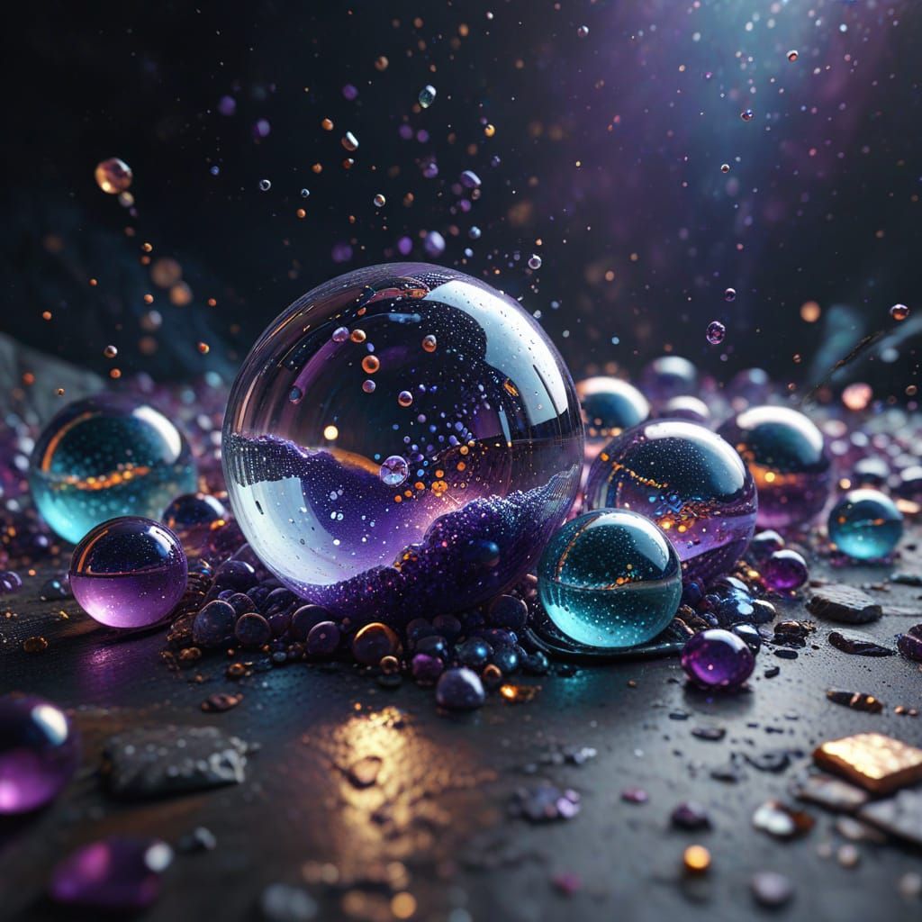 Fantastical Amethyst Landscape with Crushed Marbles