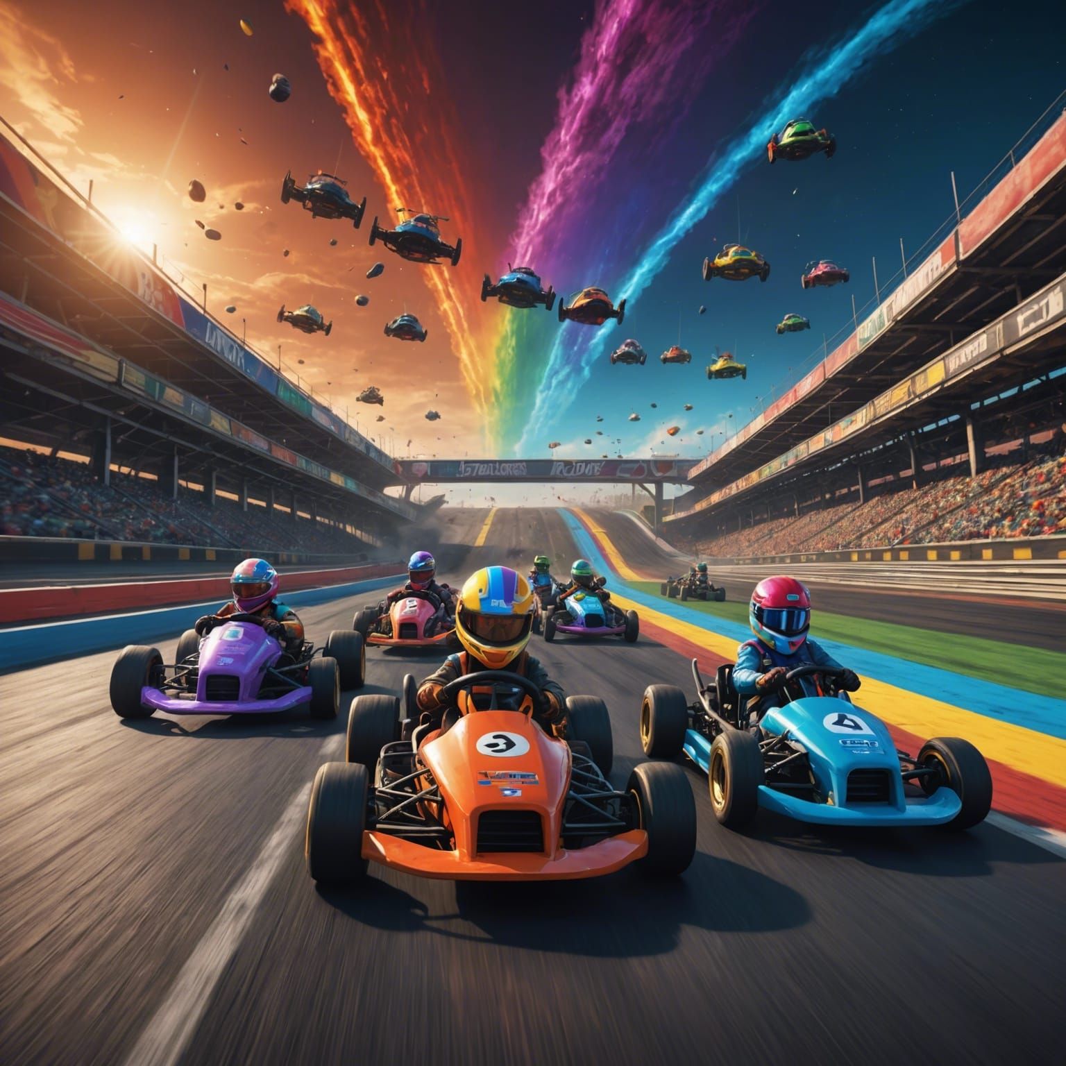 Apocalyptic Go-Kart Race on Rainbow Road