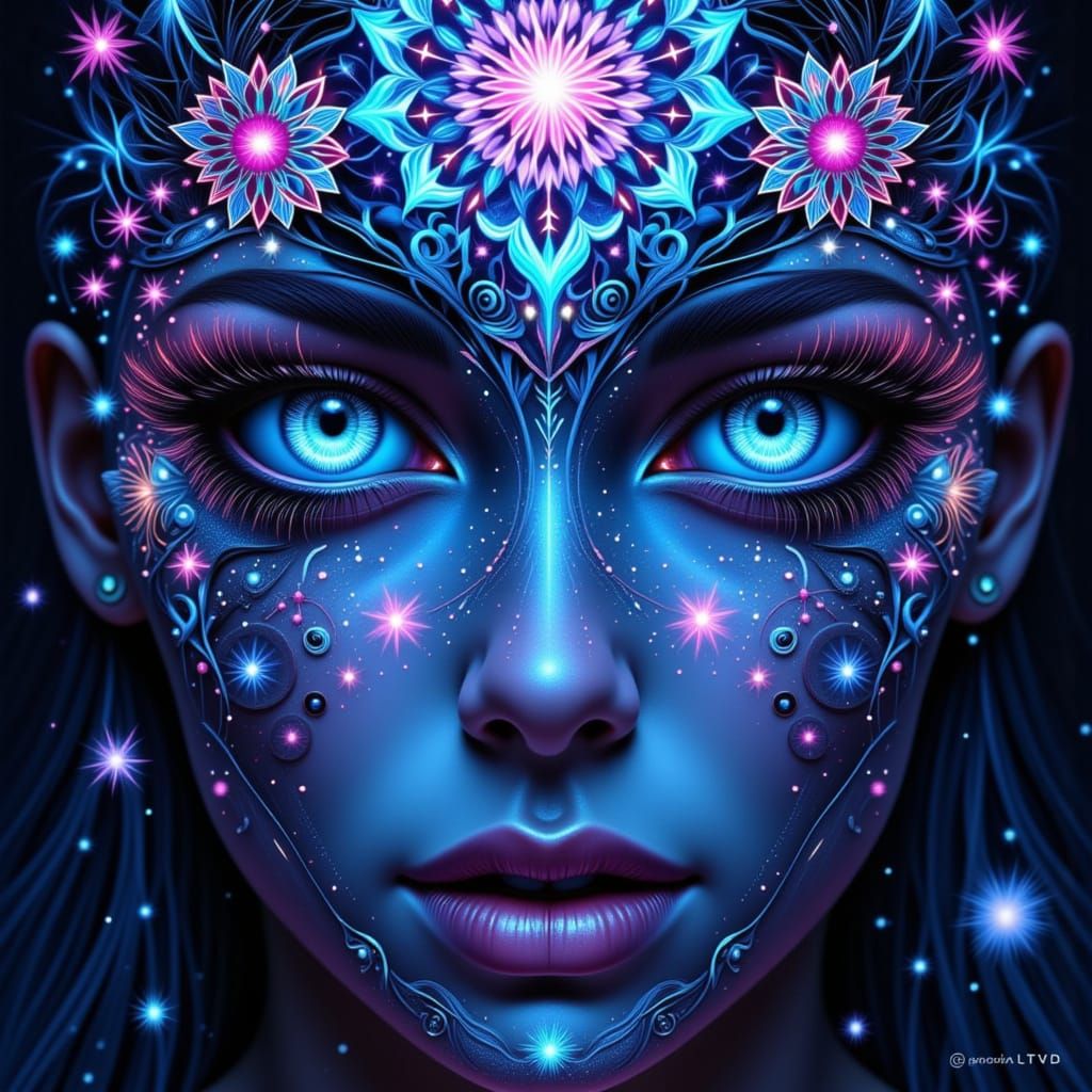 Symmetrical Mandala Portrait with Duo Chrome Eyes