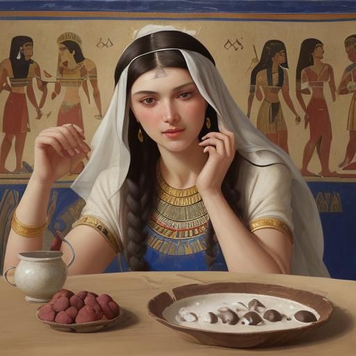 Egyptian Tomb Painting in Byzantine Art Nouveau Style