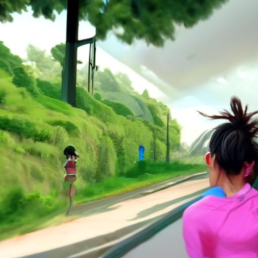 Exhausted Girl After Run: Studio Ghibli Anime