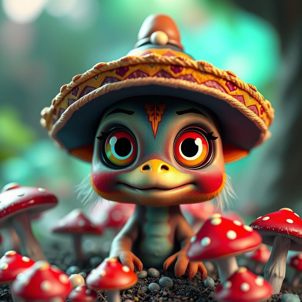 Funky Sombrero Creature in Vibrant 3D Animation