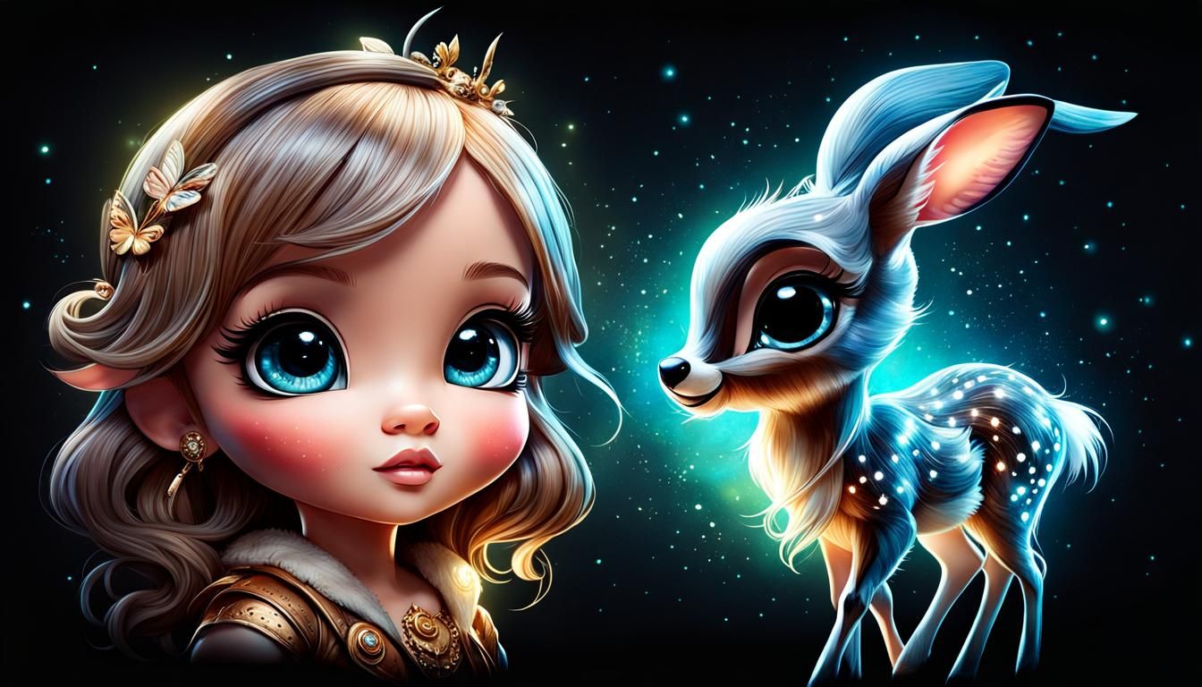 Cute Chibi Bambi Storybook Illustration