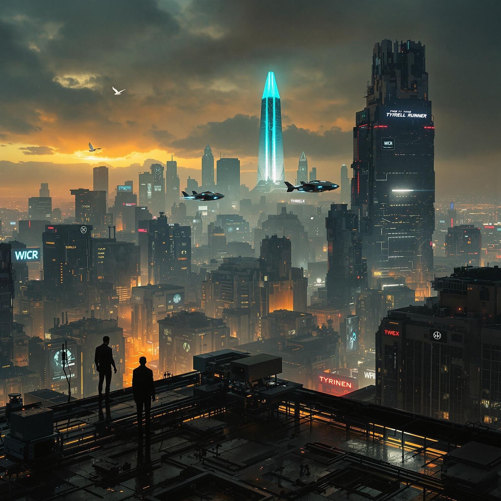 Dystopian Cityscape in Cyberpunk Style