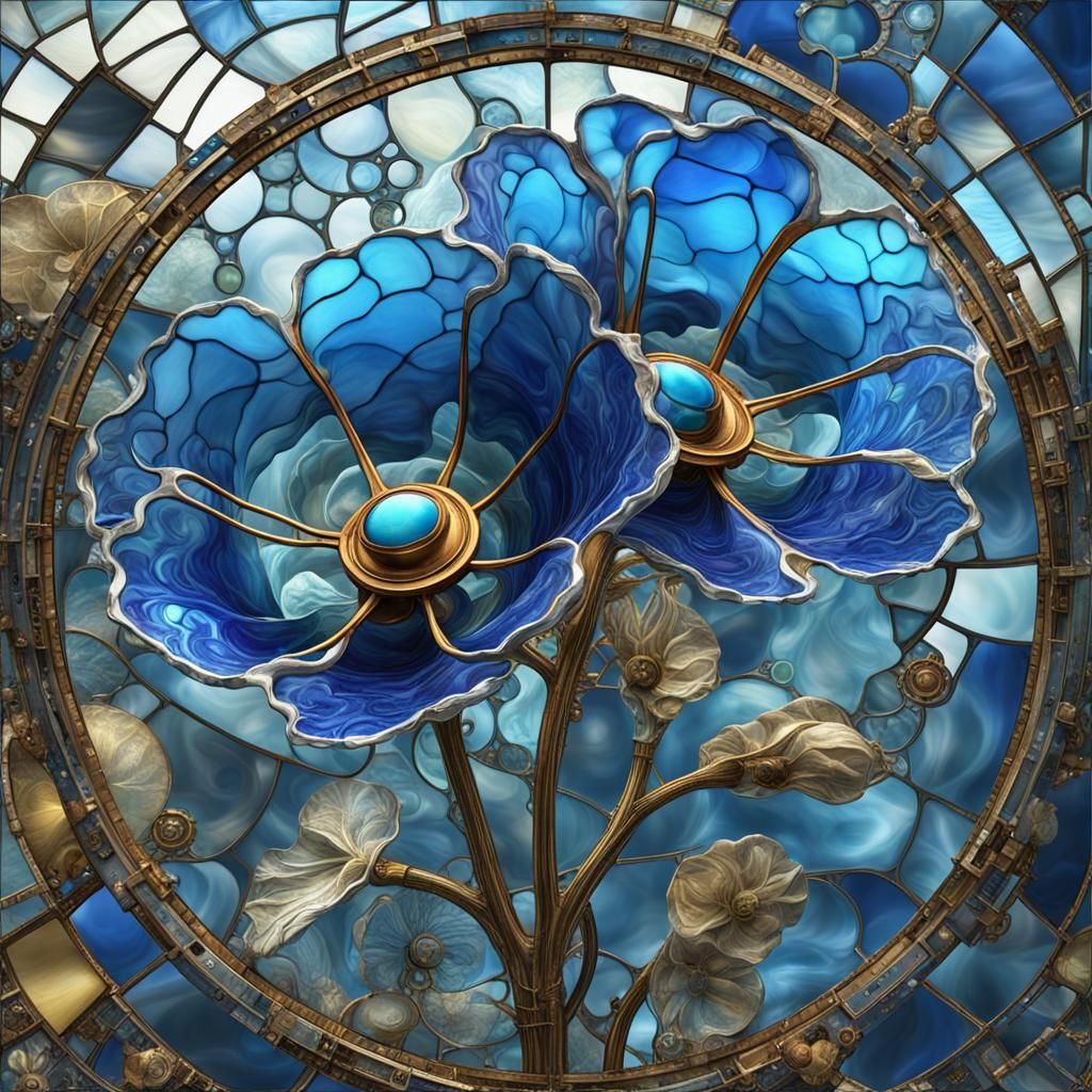 Steampunk Glass Flower in Klimt Style