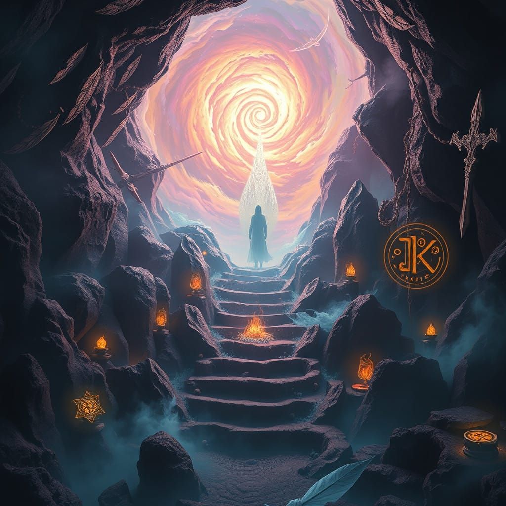 Mystical Realm of Rainbow Spirals and Ancient Magic