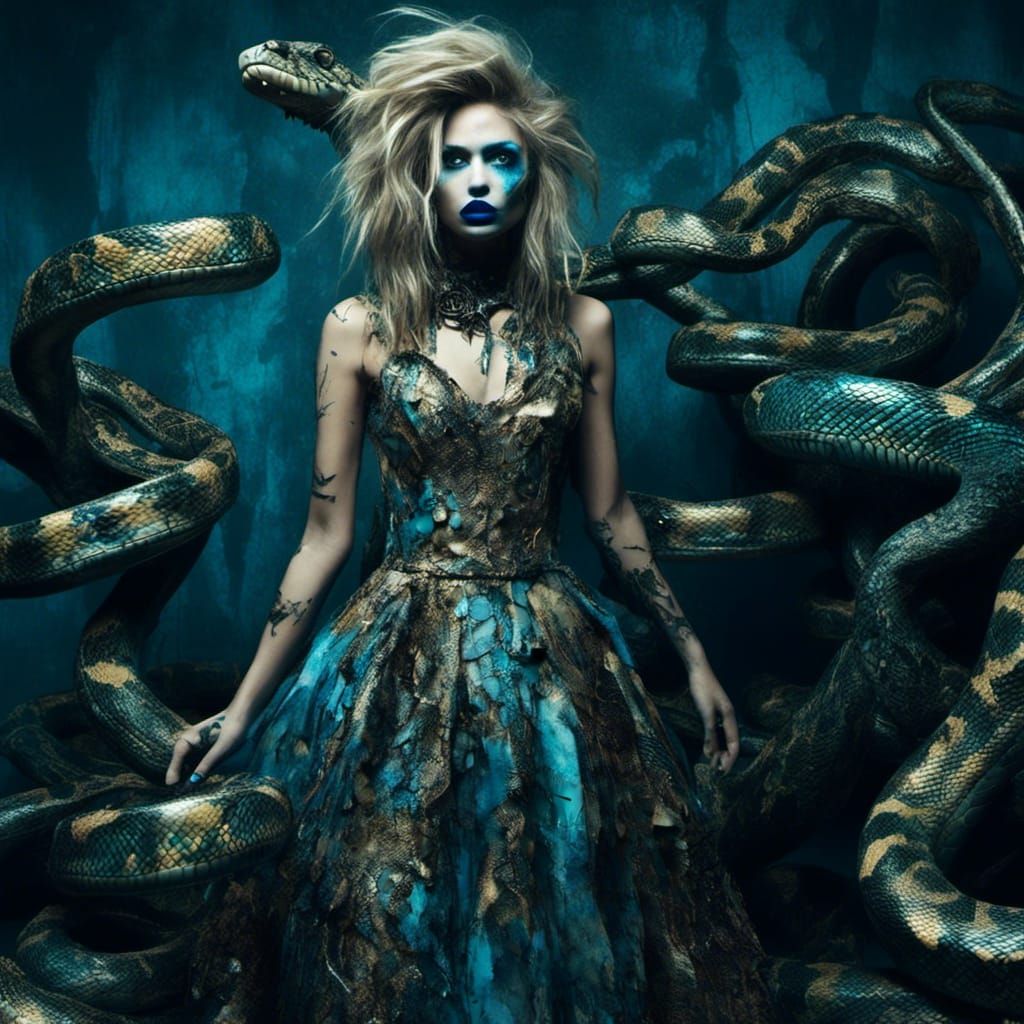 Reptilian Beauty in a Cracked Mirror