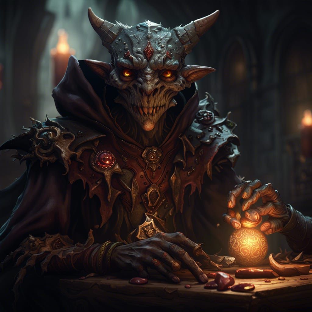 Kobold Necromancer in Dark Fantasy Style