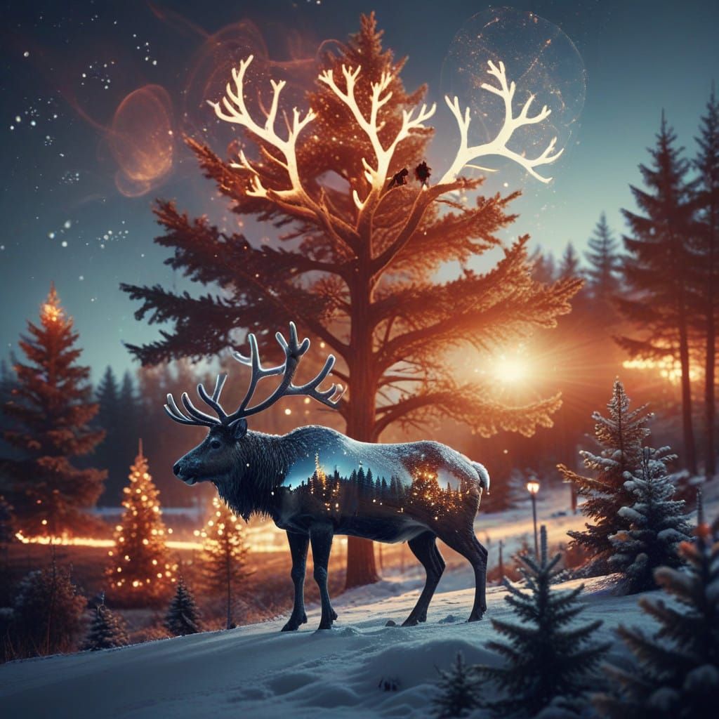 Majestic Reindeer in Winter Wonderland