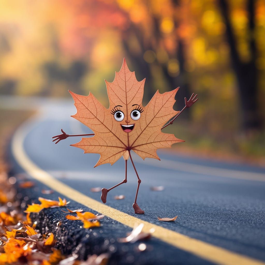 Dancing Autumn Leaf in Golden Forest Photograph