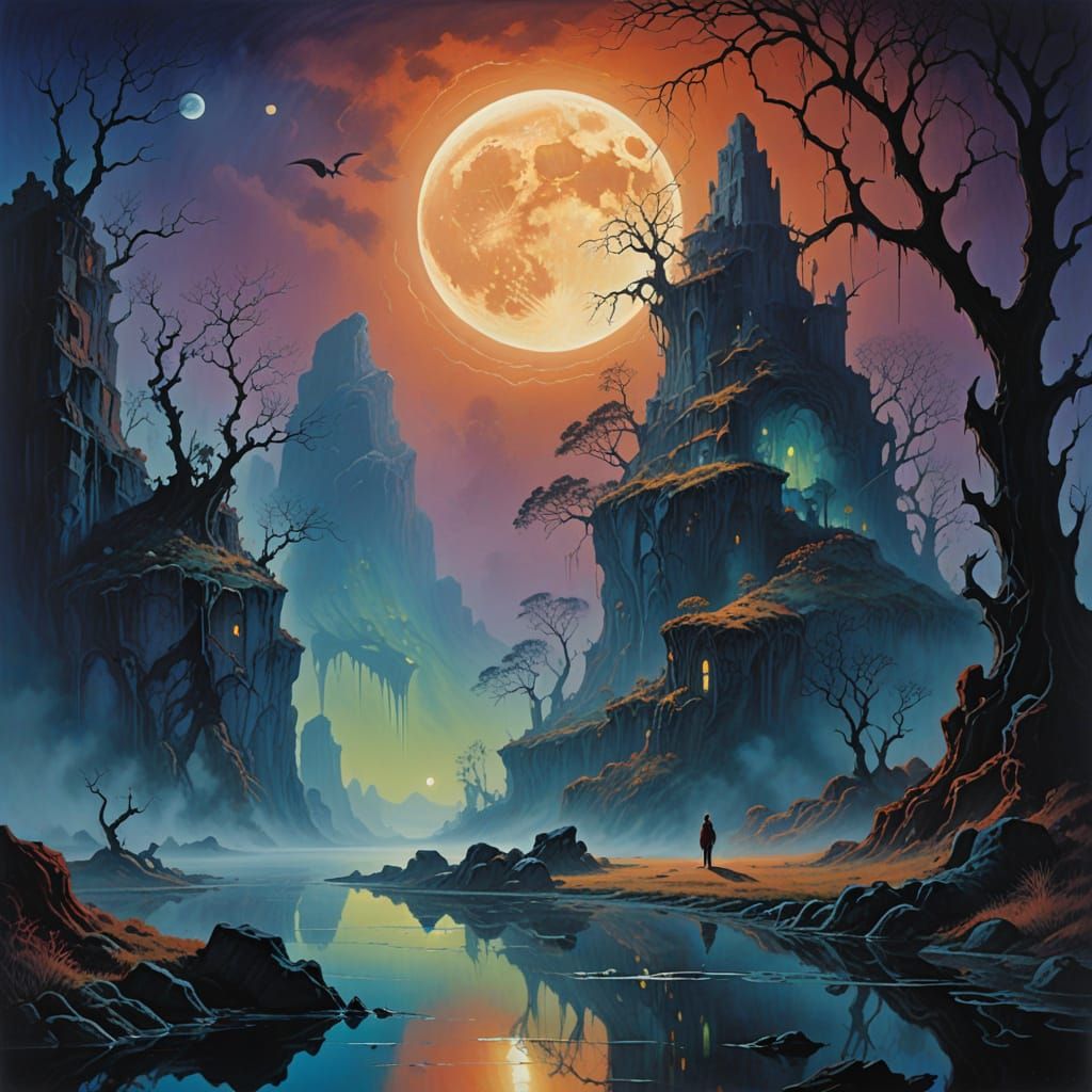 Mystical Fantasy Landscape in Roger Dean Style