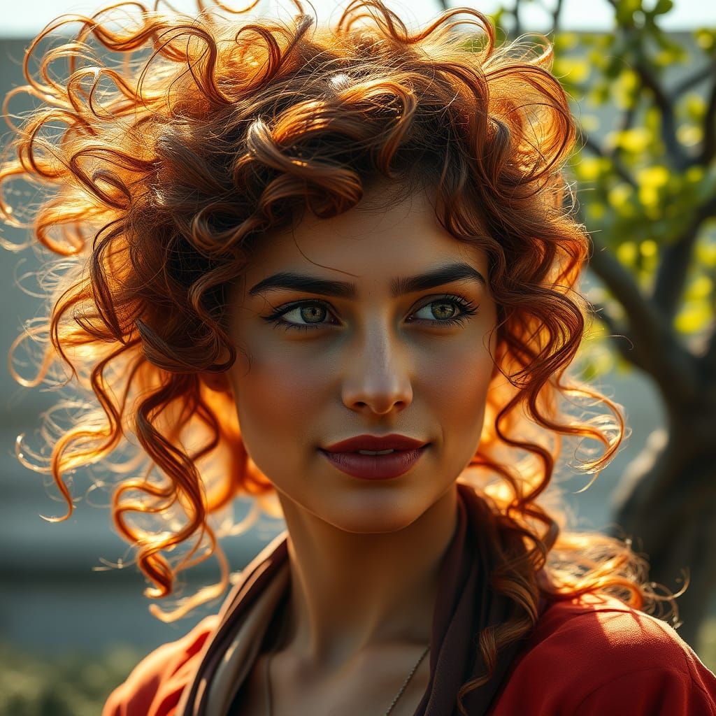 Stunning Portrait of an Iranian Woman with Vibrant Red Hair