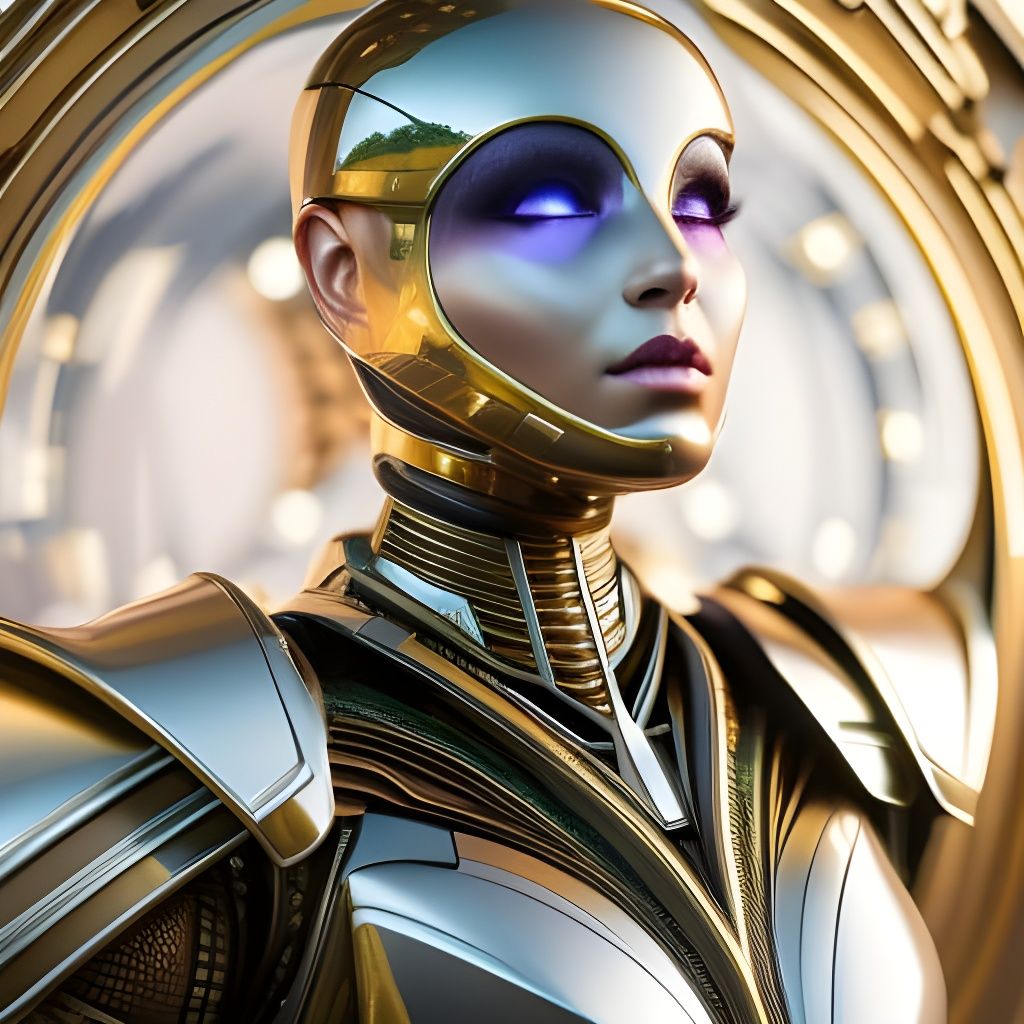 Deluxe Android Robot Portrait in Sci-Fi Style