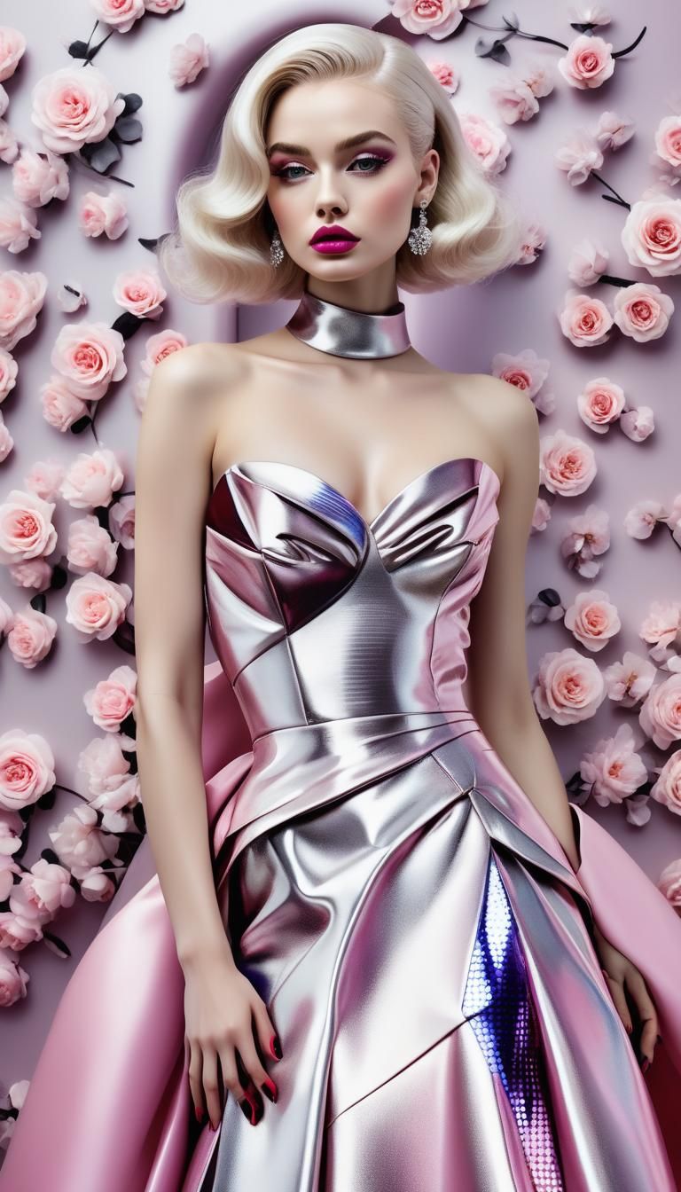 Elegant Woman in Haute Couture: Hyper-Realistic Fashion Phot...