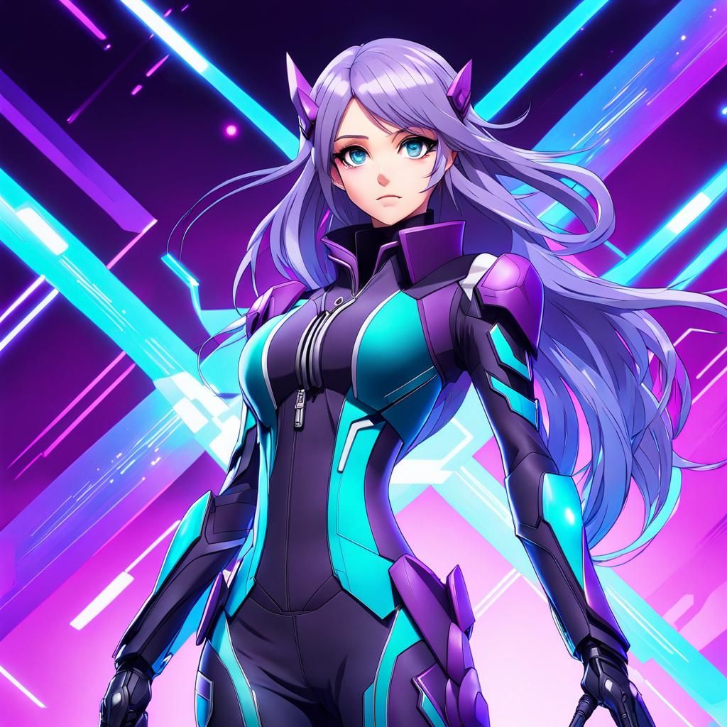 Futuristic Anime Girl in Sci-Fi Cityscape