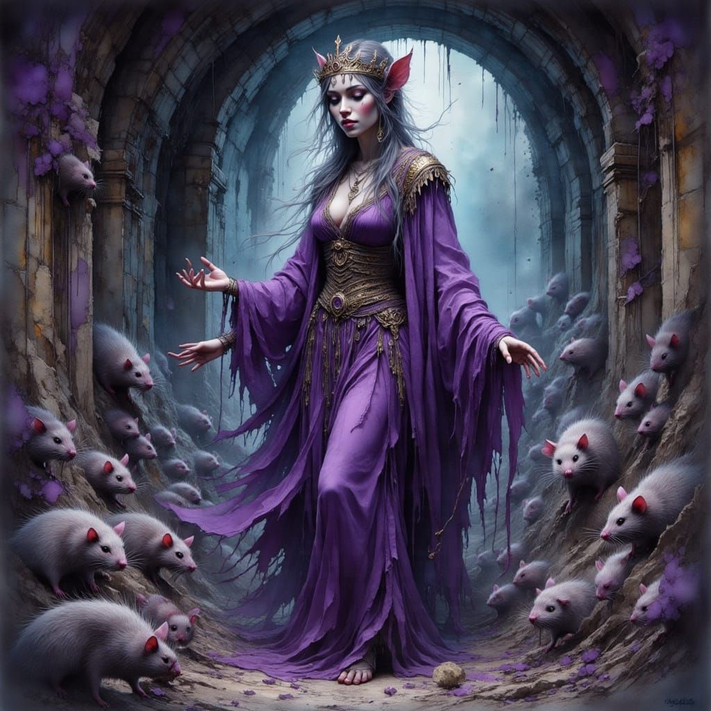 Queen of the Rats in Dark Whimsical Style