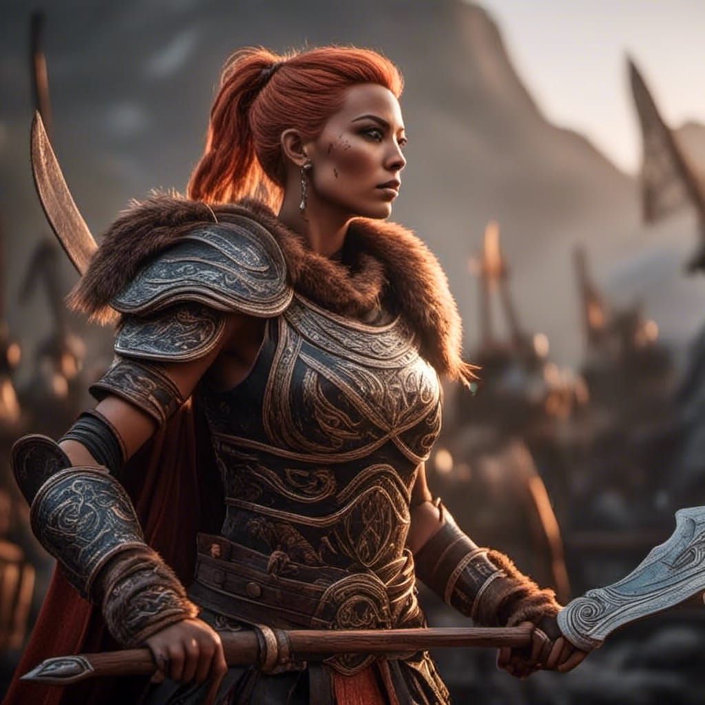 Female Viking Warrior in Detailed Matte Painting
